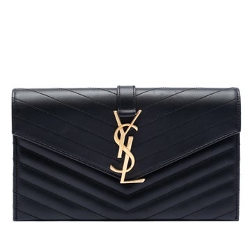 Lambskin Lambskin Chevron Monogram Clutch