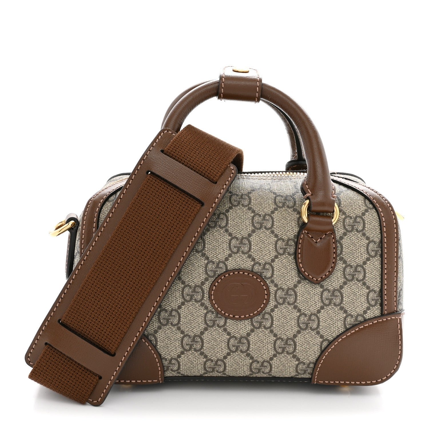 Gucci GG Supreme Monogram Interlocking G Small Duffle Beige Ebony