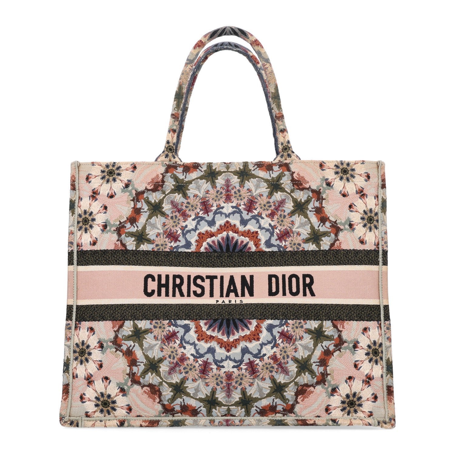 Christian Dior Canvas Embroidered Large KaleiDioroscopic Book Tote Multicolor