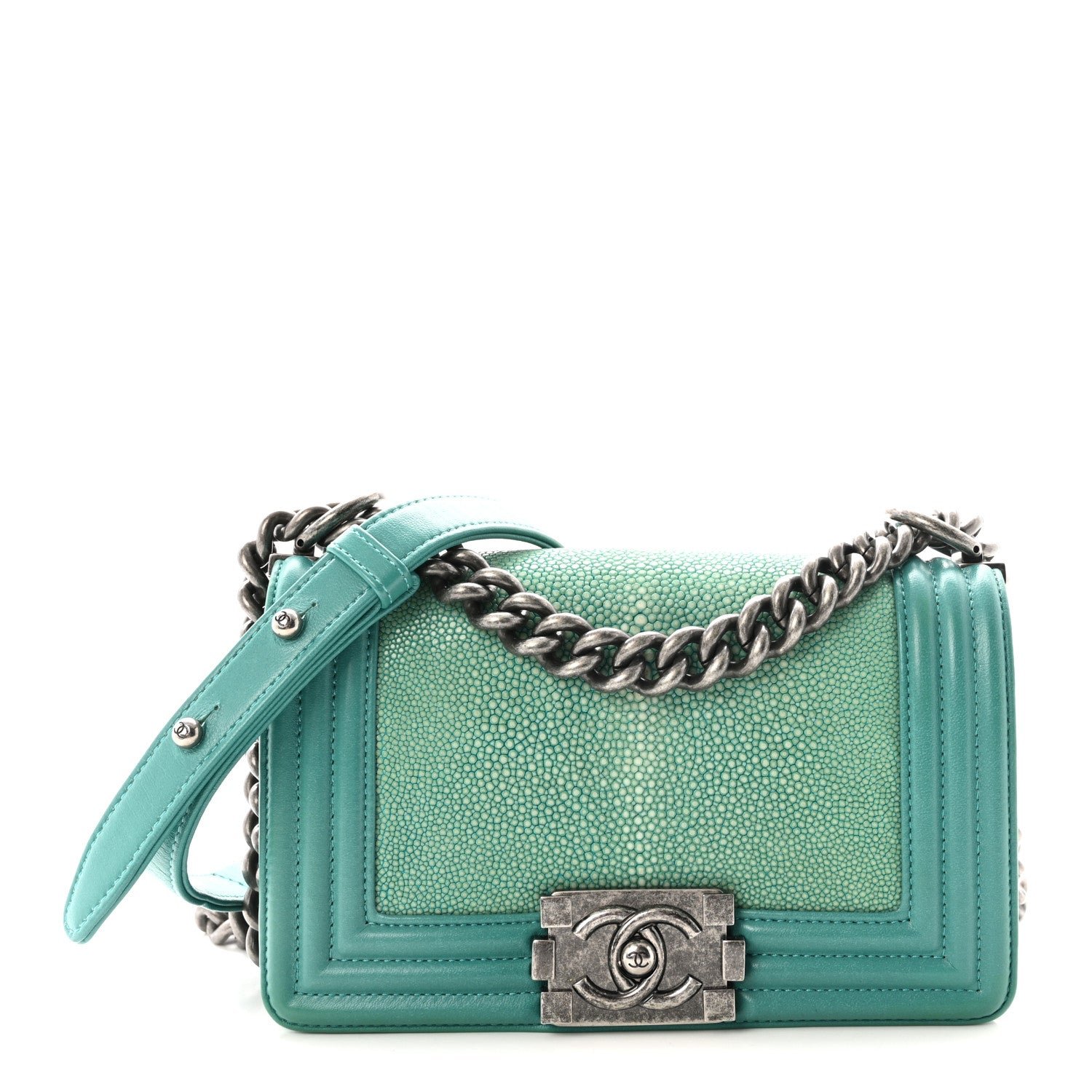 Chanel Galuchat Stingray Small Boy Flap Turquoise