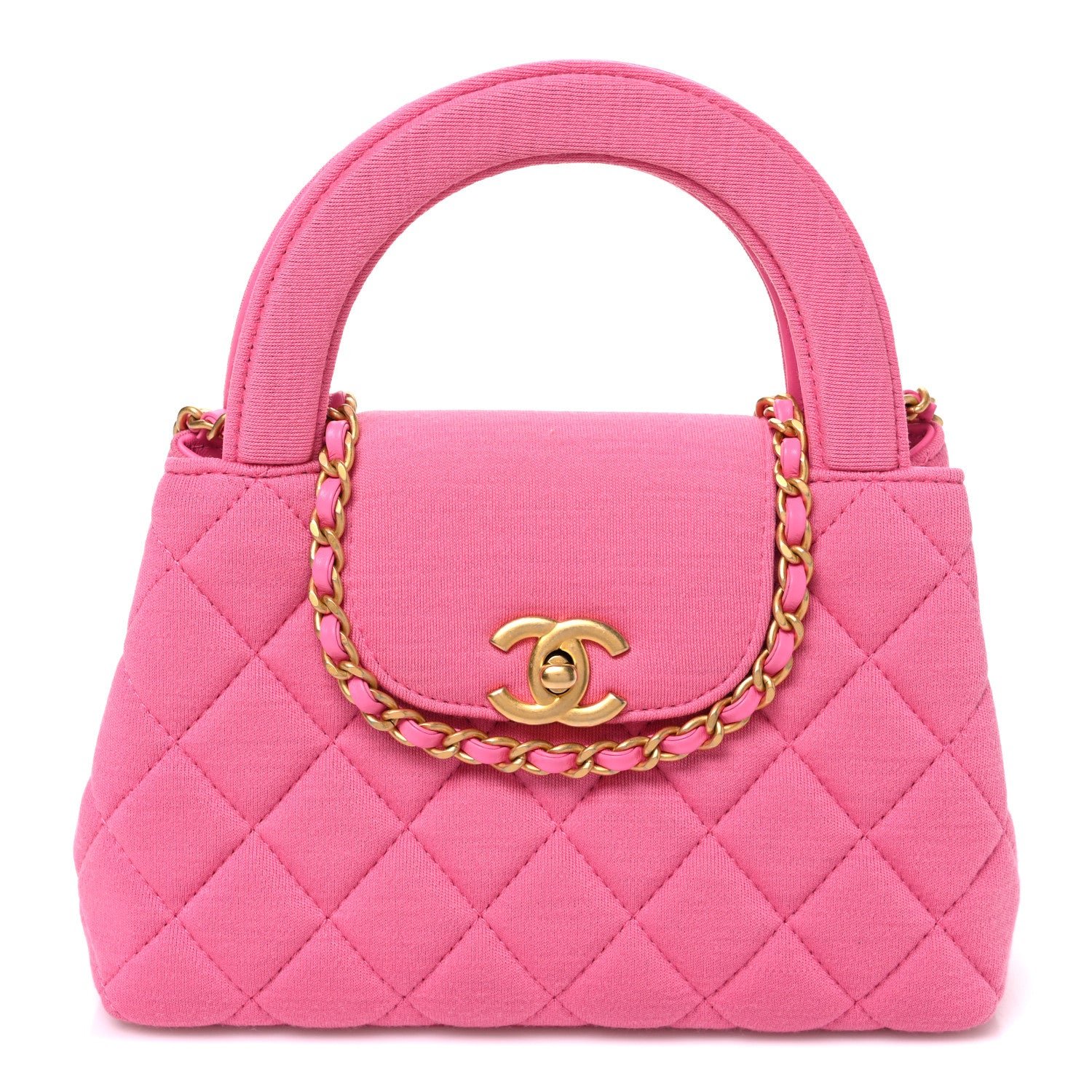 Chanel Jersey Quilted Nano Kelly Shopper Pink