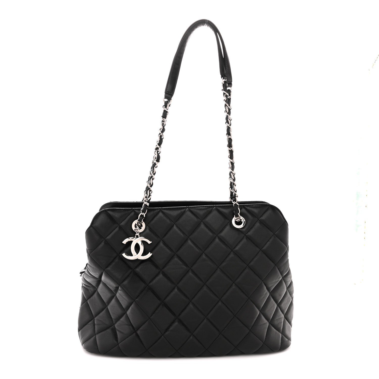 Chanel Lambskin Quilted Chic and Soft Shopping Tote Black