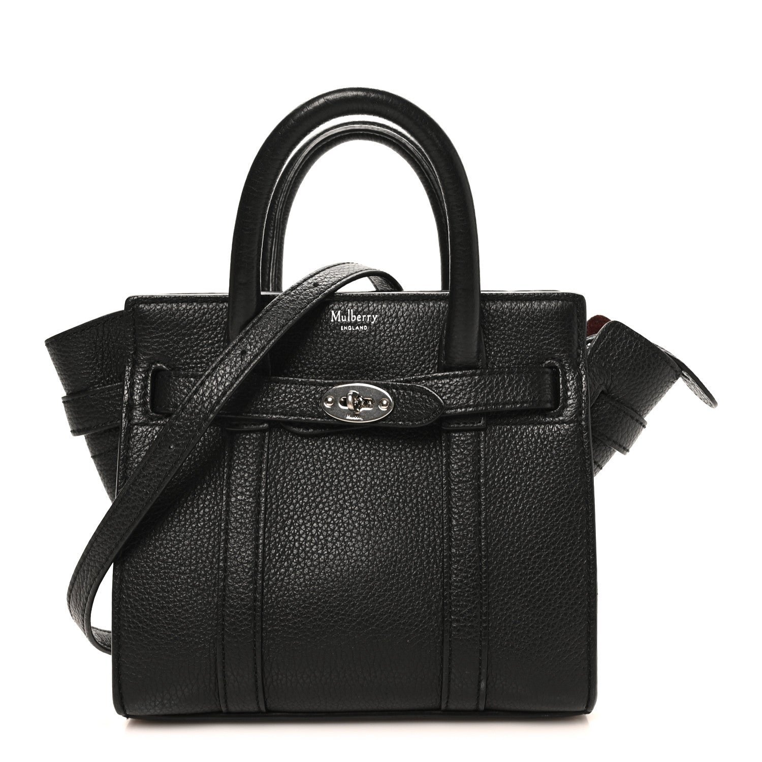 Mulberry Small Classic Grain Micro Bayswater Zip Tote Black