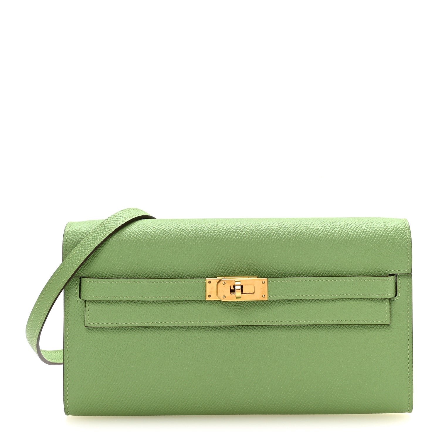 Hermes Hermes Epsom Verso Kelly Wallet To Go Vert Criquet Bleu Brume