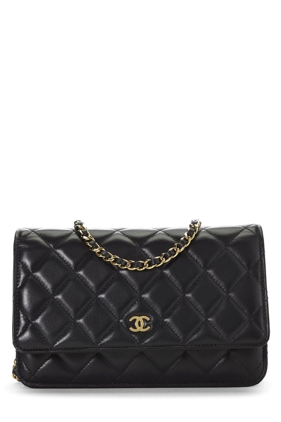 Black Quilted Lambskin Wallet on Chain (WOC)