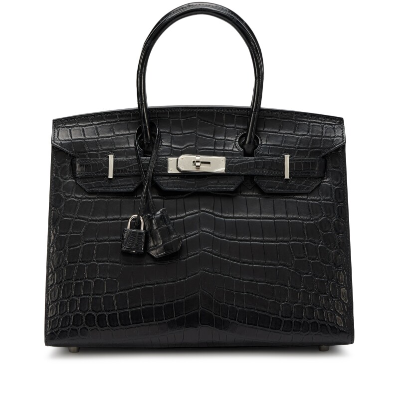 Hermes Black Matte Alligator Sellier Birkin 30 Palladium Hardware, 2022
