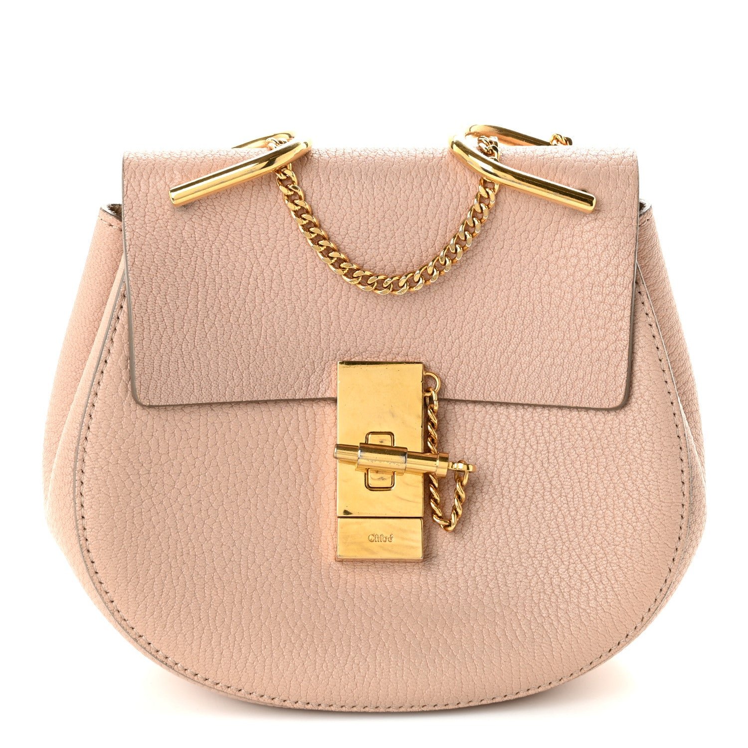 Chloe Grained Lambskin Mini Drew Shoulder Bag Cement Pink