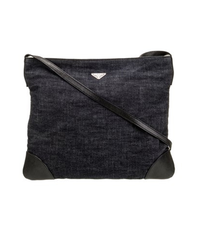 Prada Enameled Metal Triangle Messenger Bag