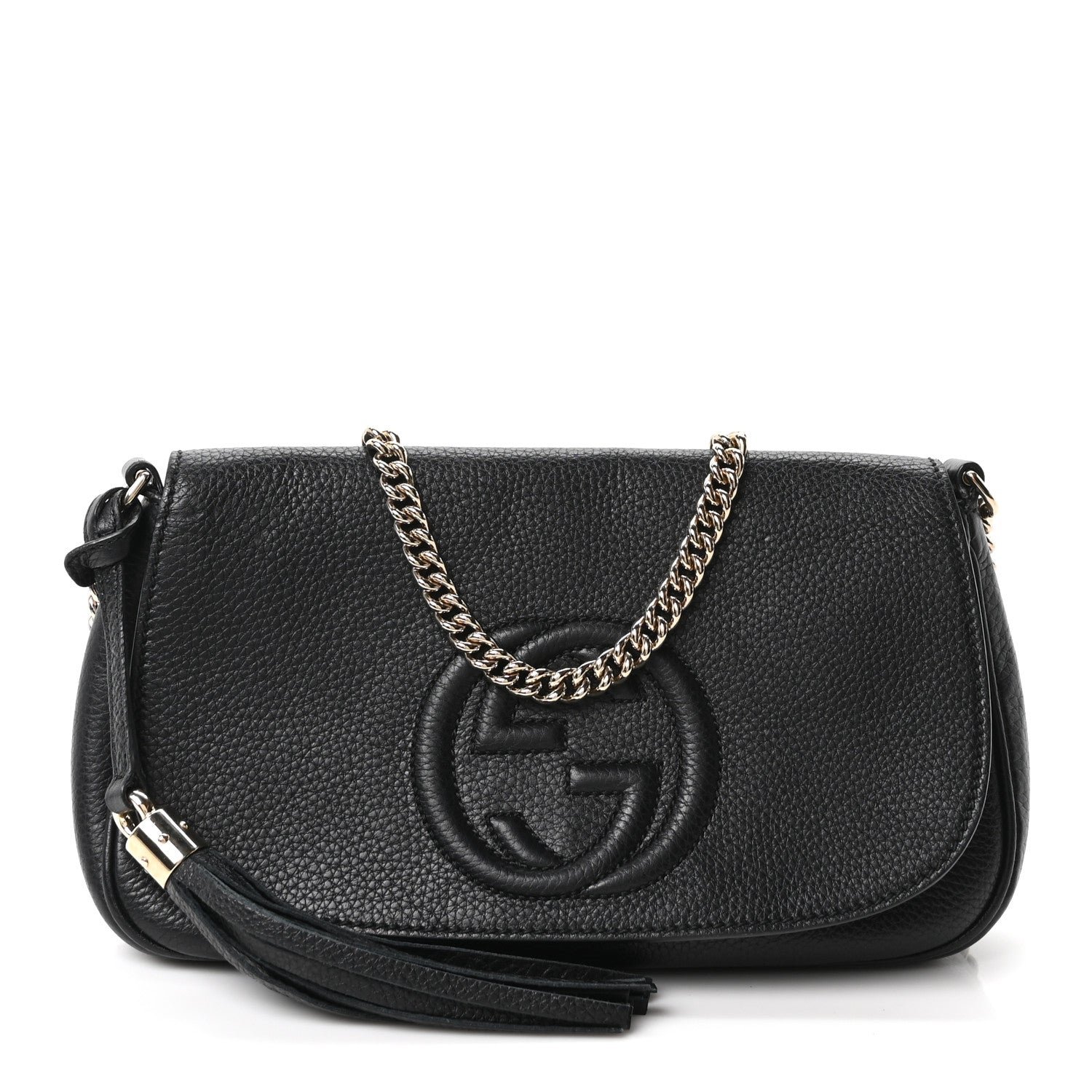 Gucci Pebbled Calfskin Medium Soho Flap Crossbody Black