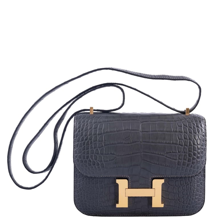 Hermes Hermès Constance 18 Graphite Matte Alligator Gold Hardware