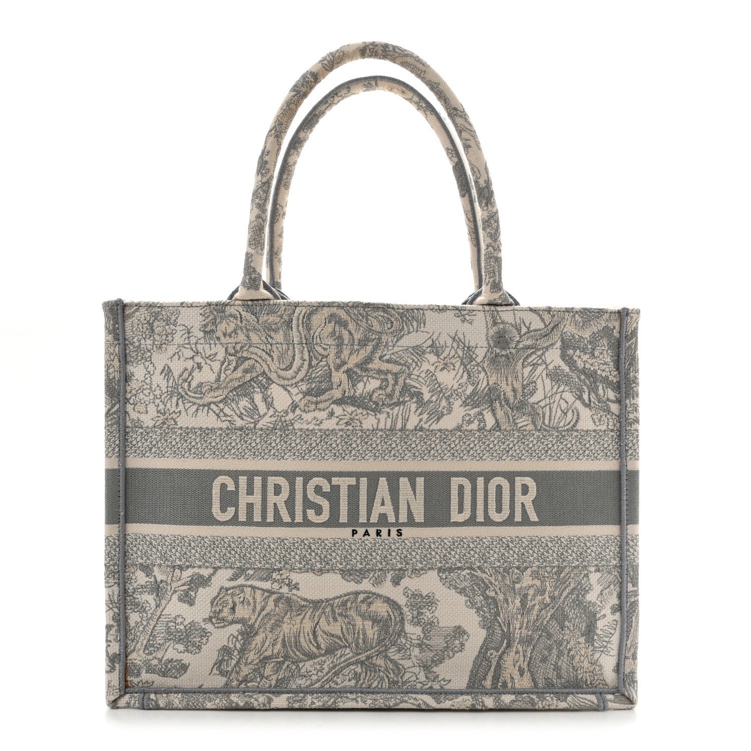 Christian Dior Canvas Embroidered Medium Dioriviera Toile De Jouy Book Tote Gray