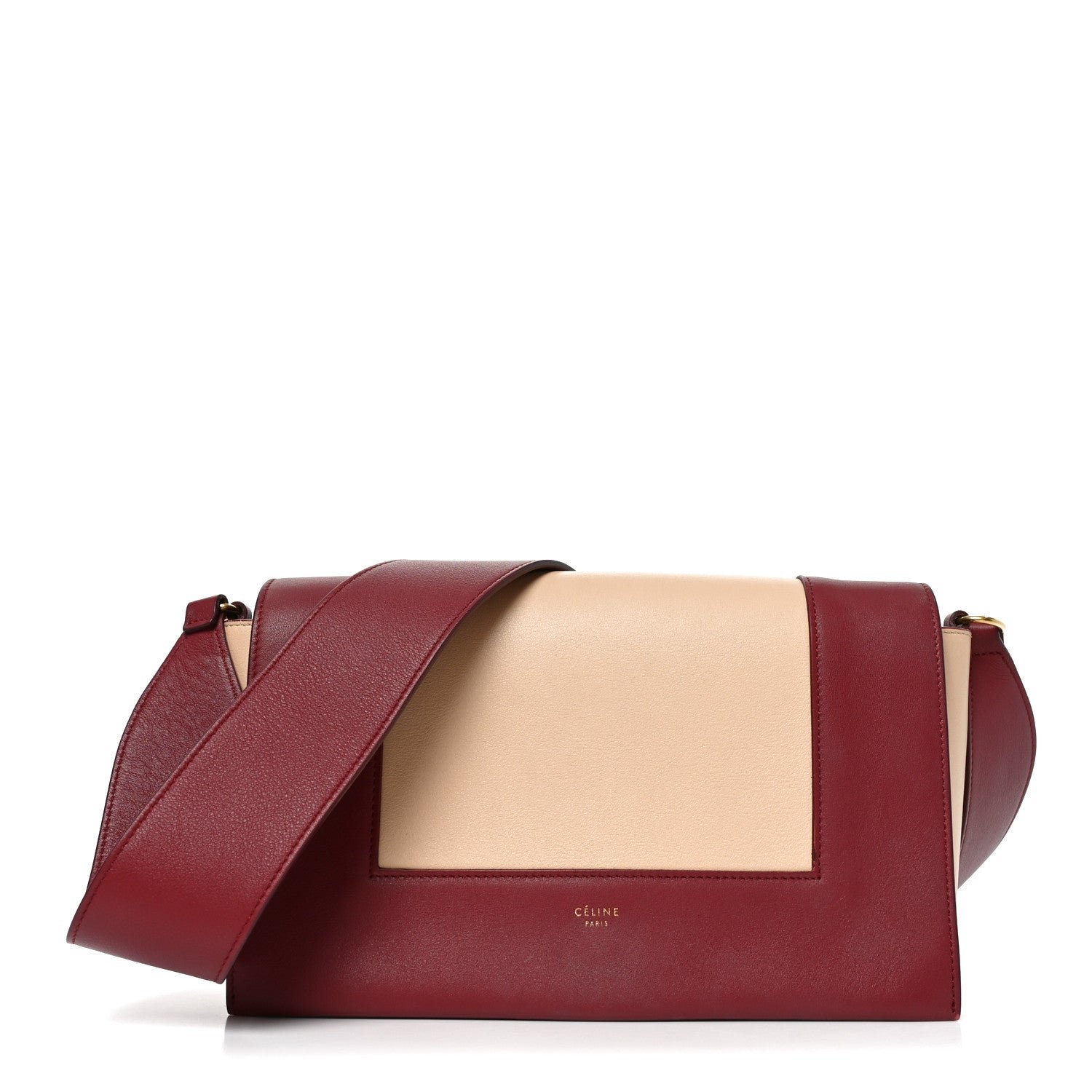 Celine Shiny Smooth Calfskin Medium Frame Shoulder Bag Ruby Nude