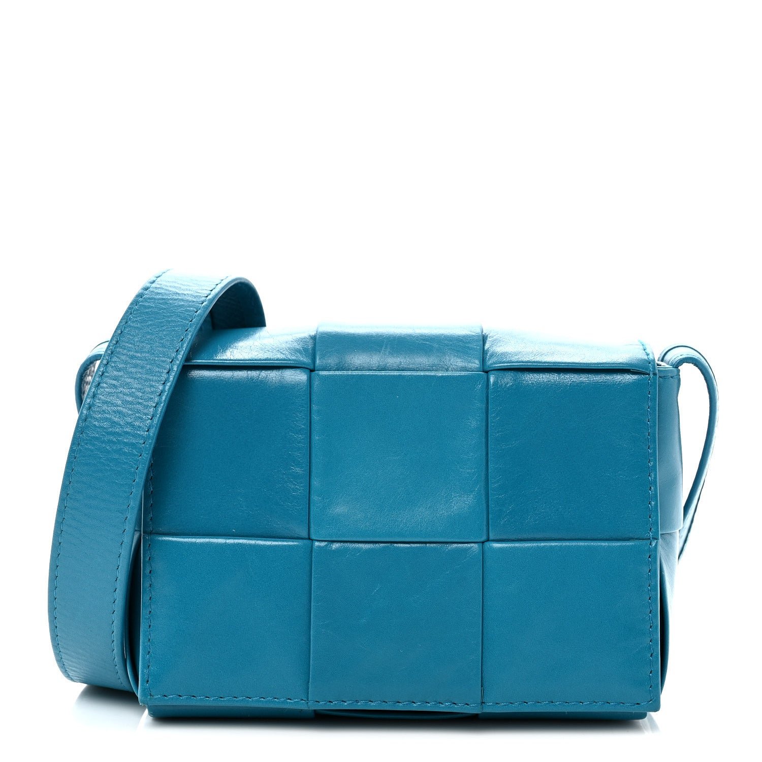 Bottega Veneta Paper Calfskin Maxi Intreccio Extra Mini Cassette Crossbody Bag Blue
