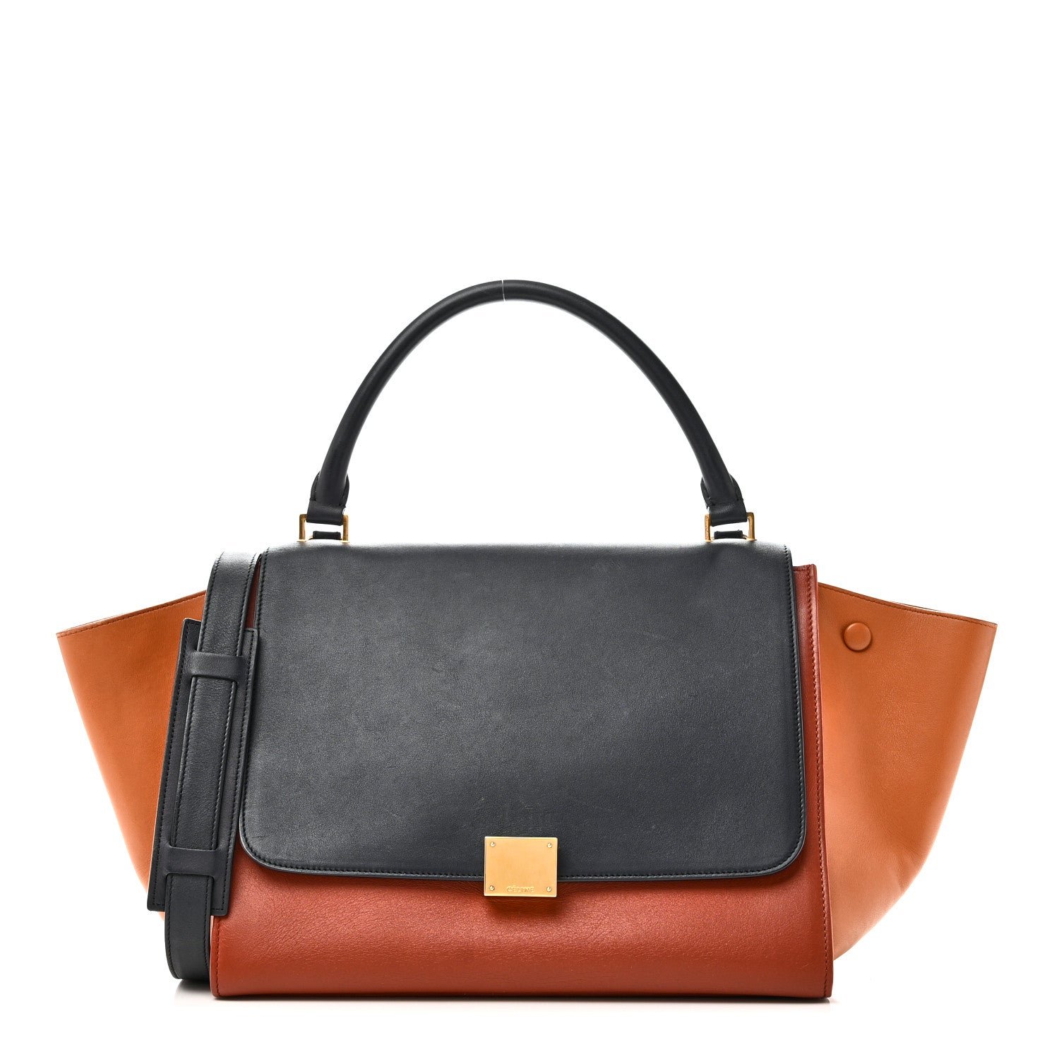 Celine Smooth Suede Medium Tri-Color Trapeze Navy