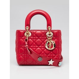 Christian Dior Red Cannage Quilted Lambskin Leather My ABCDior Lady Bag