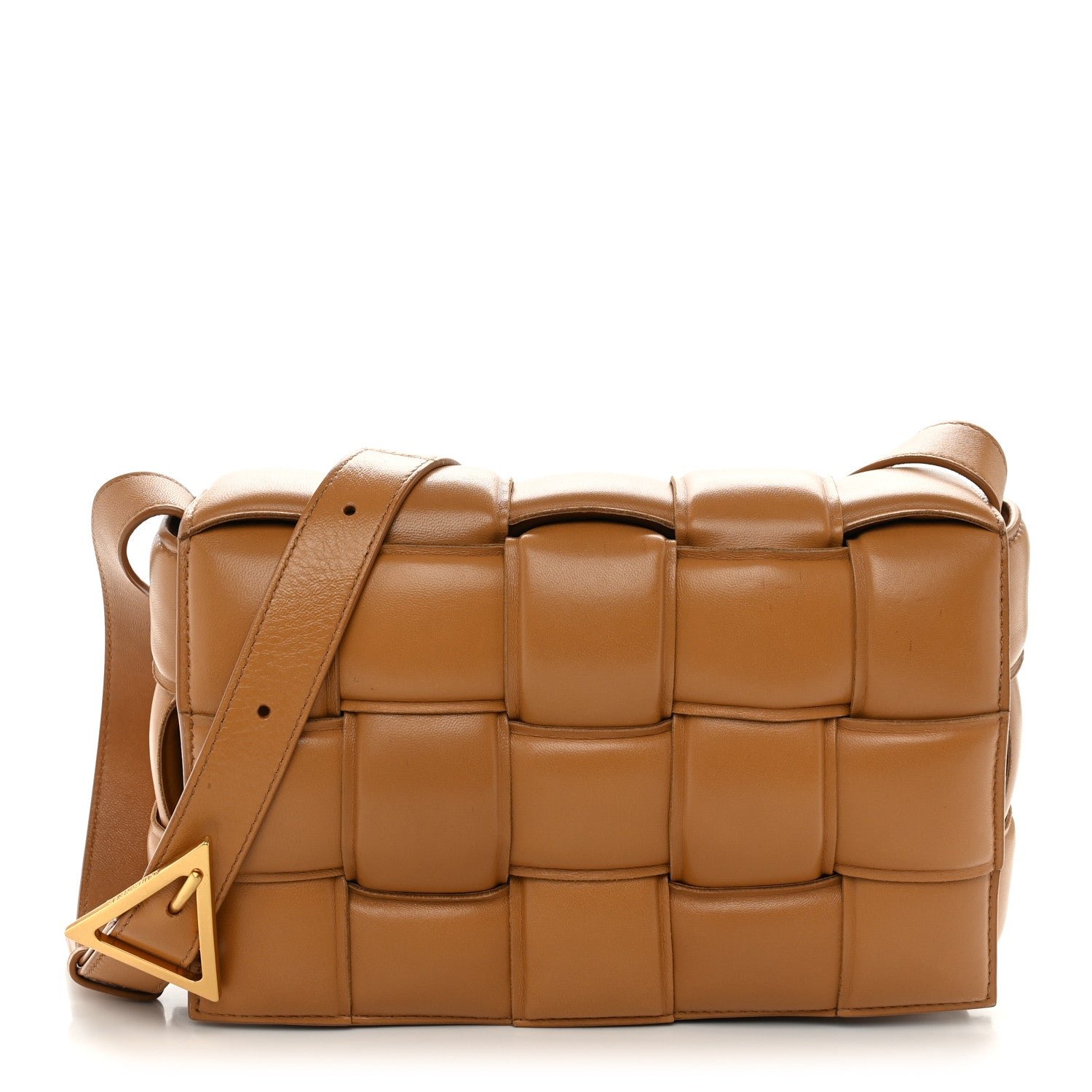 Bottega Veneta Nappa Maxi Intreccio Padded Cassette Crossbody Bag Caramel