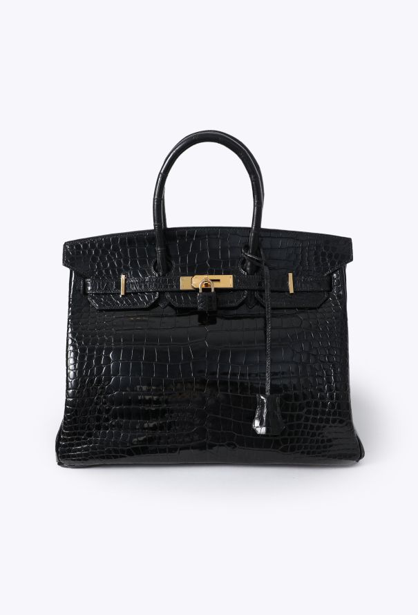 Hermes Exceptional Black Porosus Birkin 35