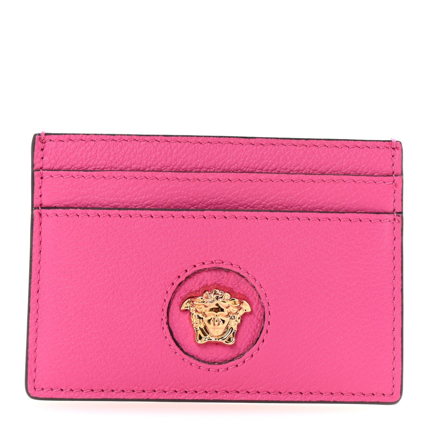 Versace Calfskin Medusa Card Holder Dark Pink