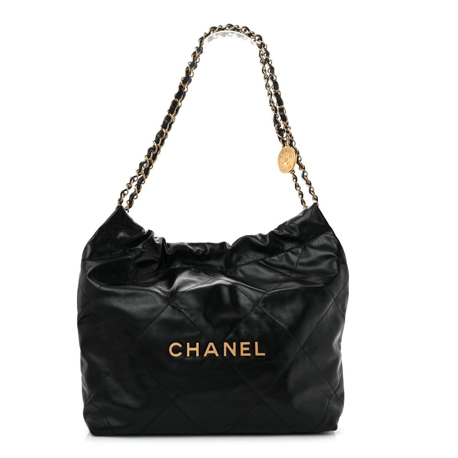 Chanel Shiny Calfskin Quilted Small Chanel 22 Black
