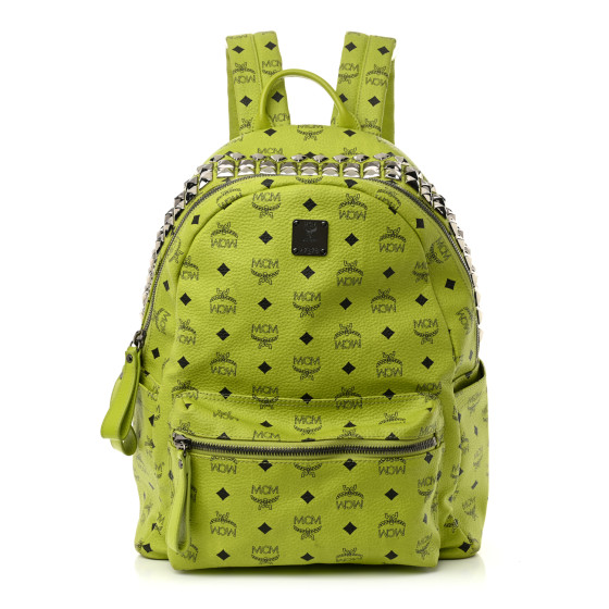 MCM Visetos Crown Stud Medium Stark Backpack Green