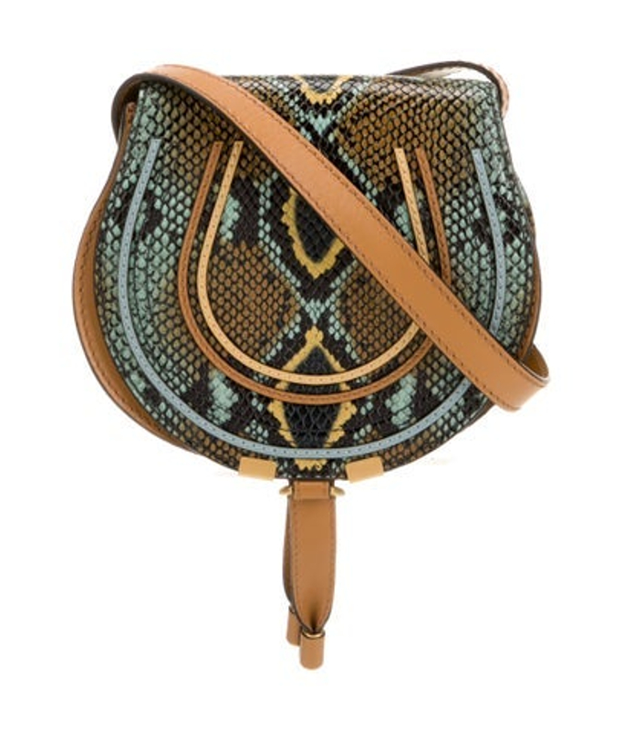 Chloe Embossed Leather Marcie Python Print Crossbody Bag Small