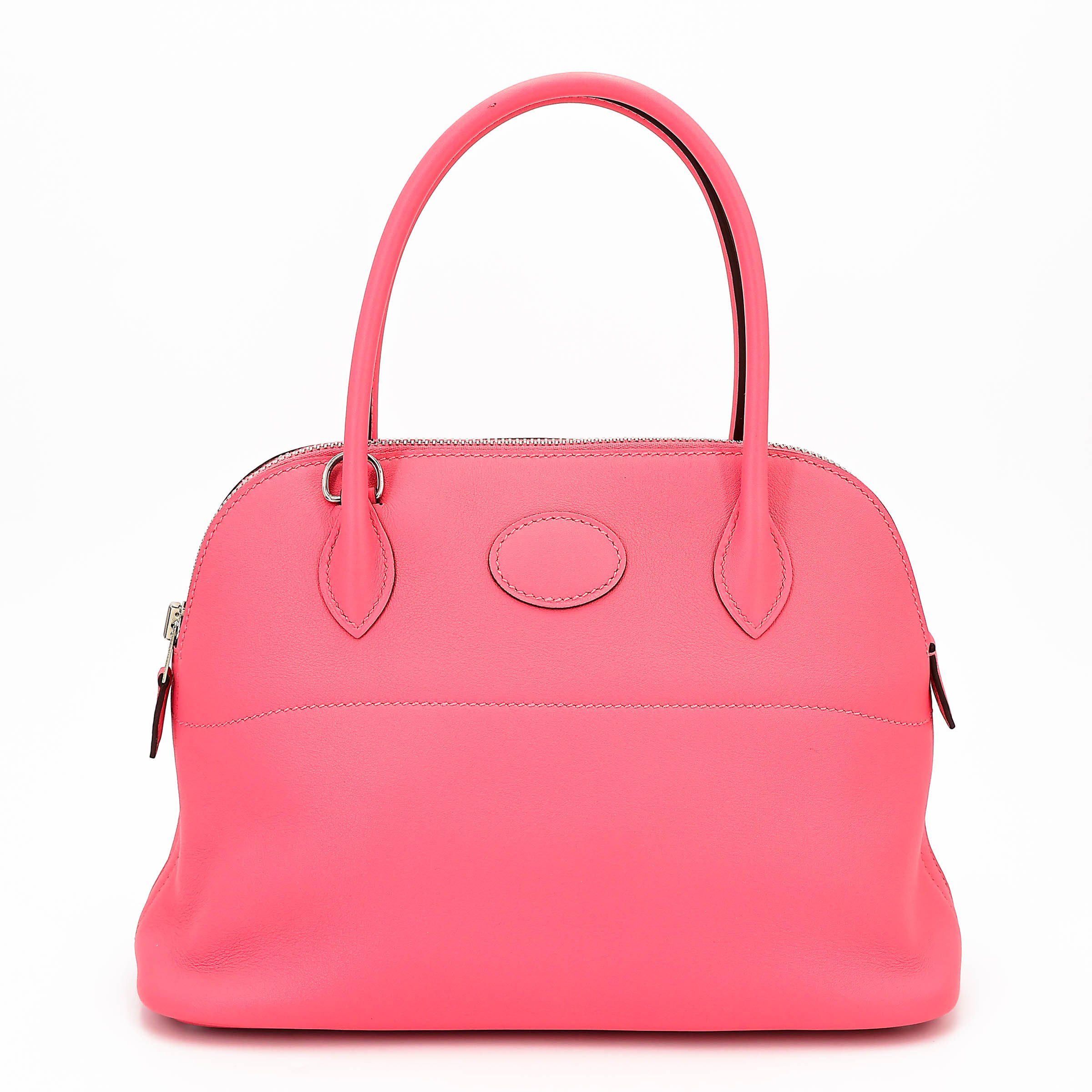 Excellent ( Rank SA ) HERMÈS Bolide 27 Rose Azalee (8W) Swift Palladium hardware A (2017)