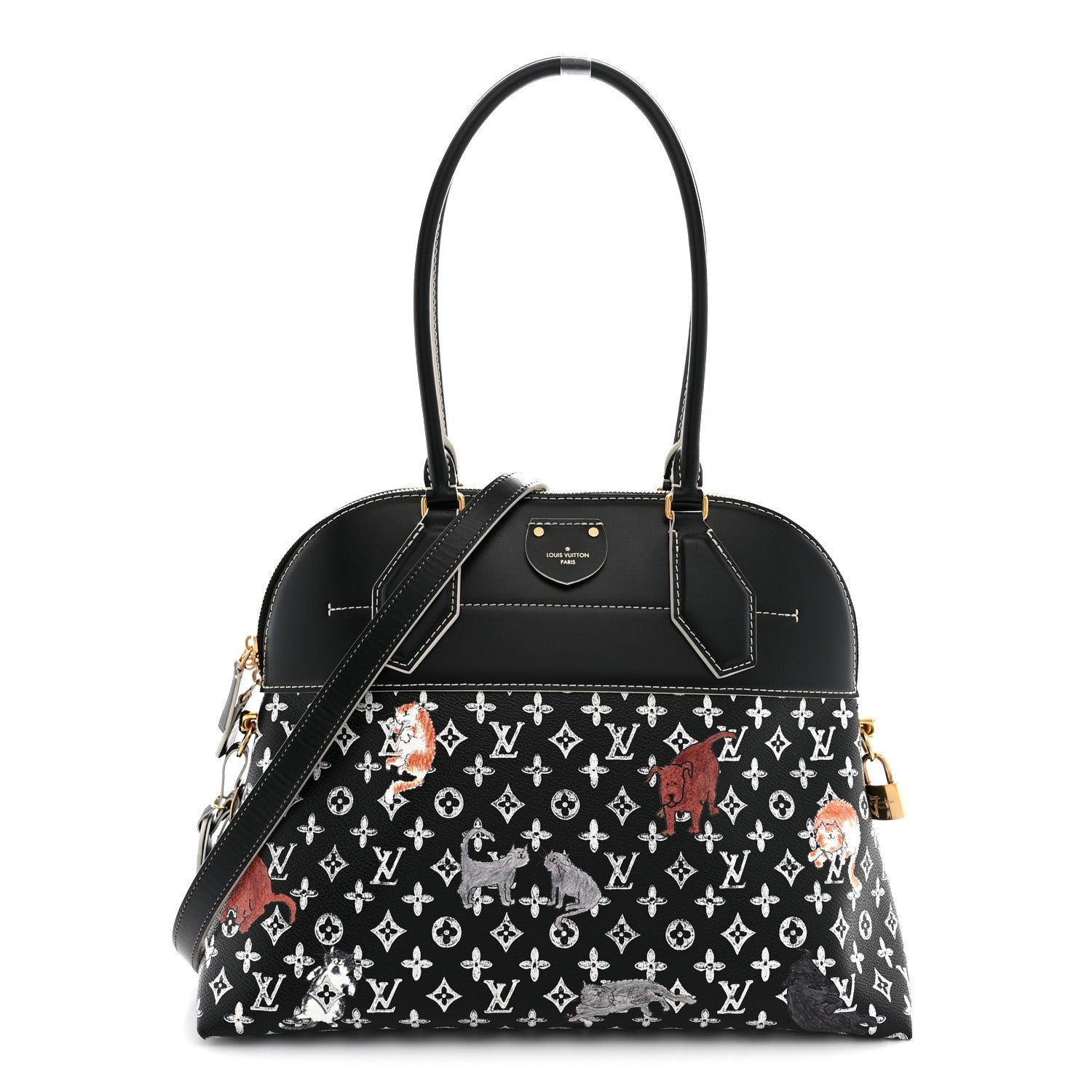 Louis Vuitton Calfskin Catogram Alma Souple MM Black
