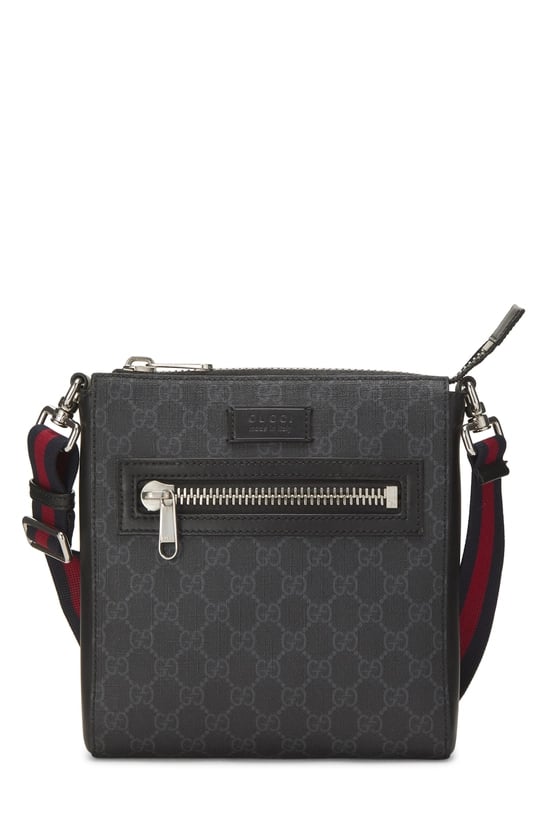 Black GG Supreme Canvas Web Zip Messenger Small