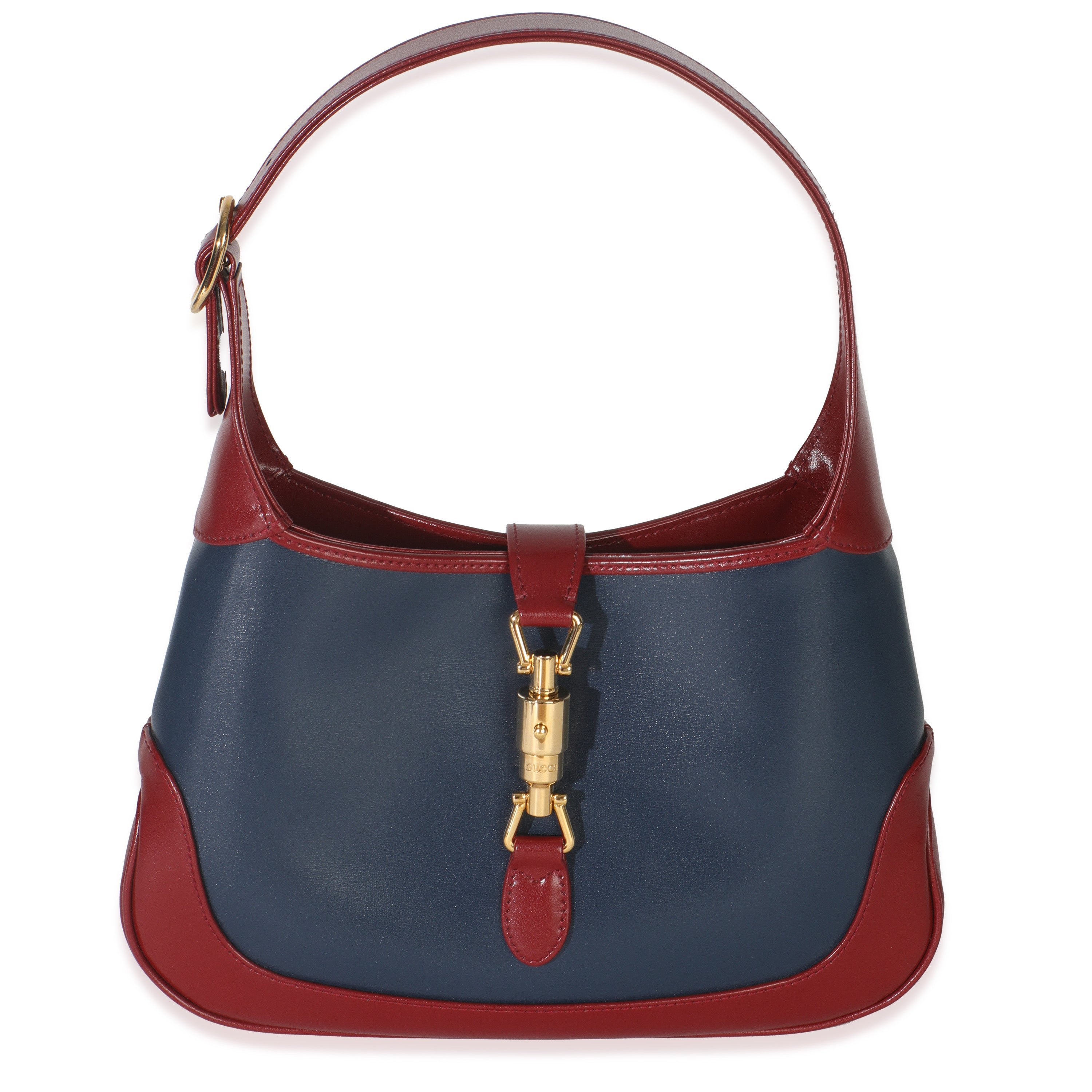 Gucci Red Blue Boarded Dyana Lux Calfskin Bi-Color Small Jackie 1961 Hobo