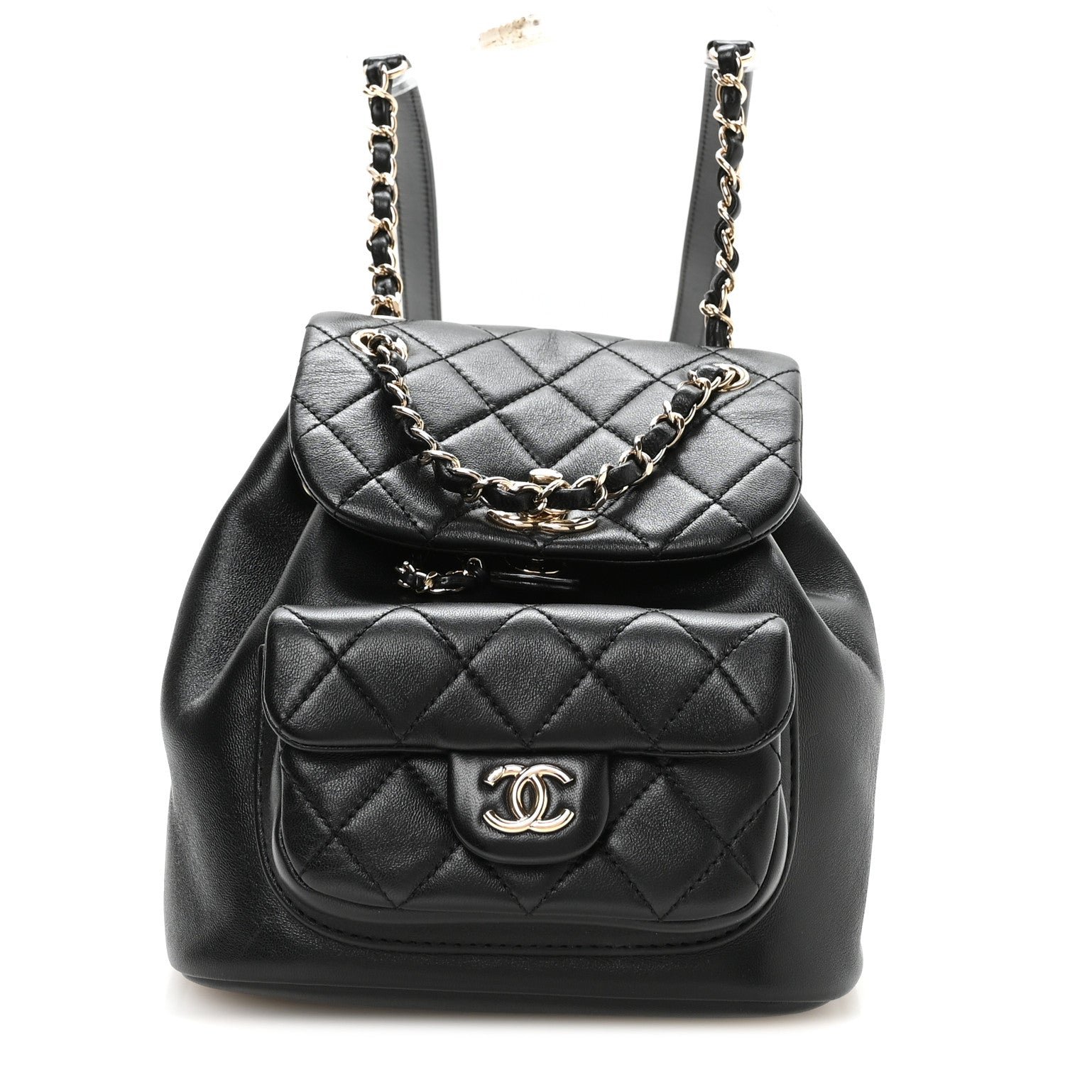 Chanel Lambskin Quilted Small Duma Drawstring Backpack Black