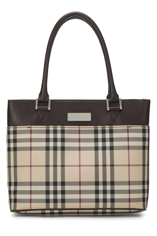 Brown Check Nylon Handbag Mini