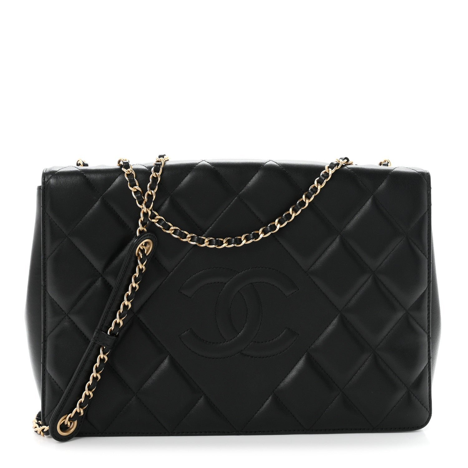 Chanel Lambskin Quilted Medium Diamond CC Flap Black