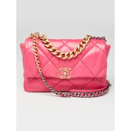 Chanel Chanel Pink Quilted Lambskin Leather Large Chanel 19 Bag