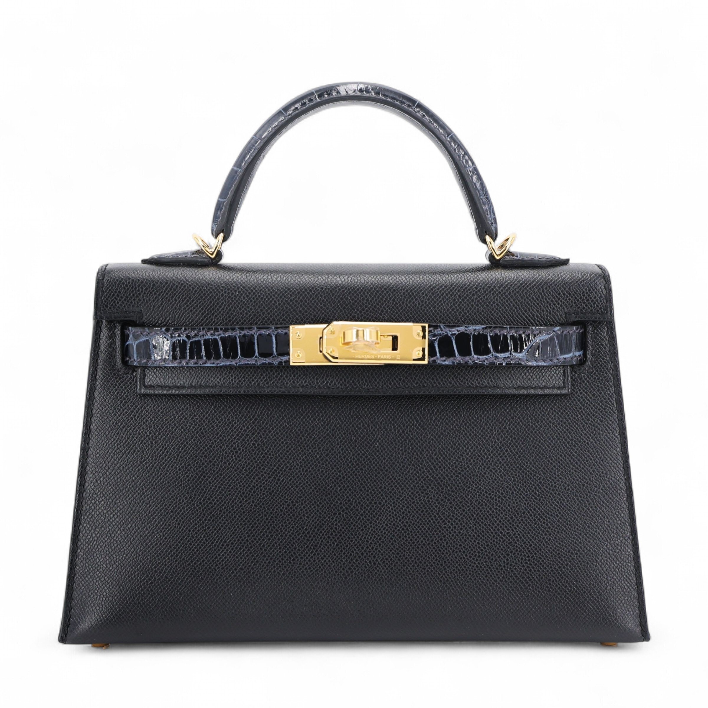 Hermes Brand New ( Rank N ) HERMÈS Mini Kelly II Touch Noir (89) Blue Marine (78) Madame Alligator Gold hardware K (2025)