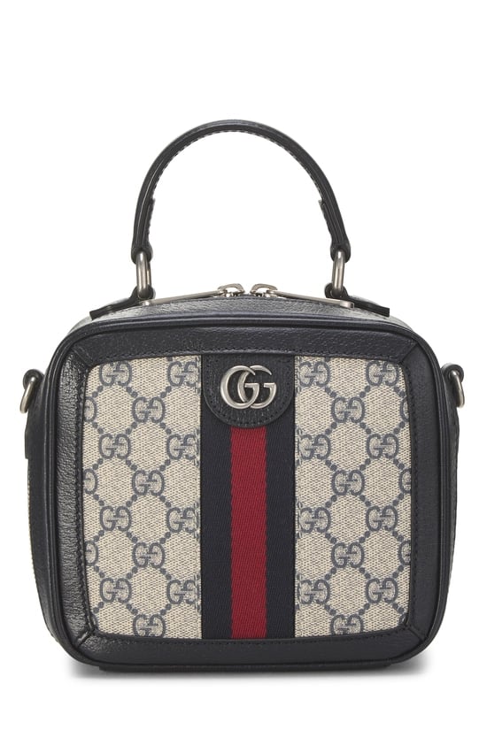 Navy GG Supreme Canvas Ophidia Top Handle Bag Mini