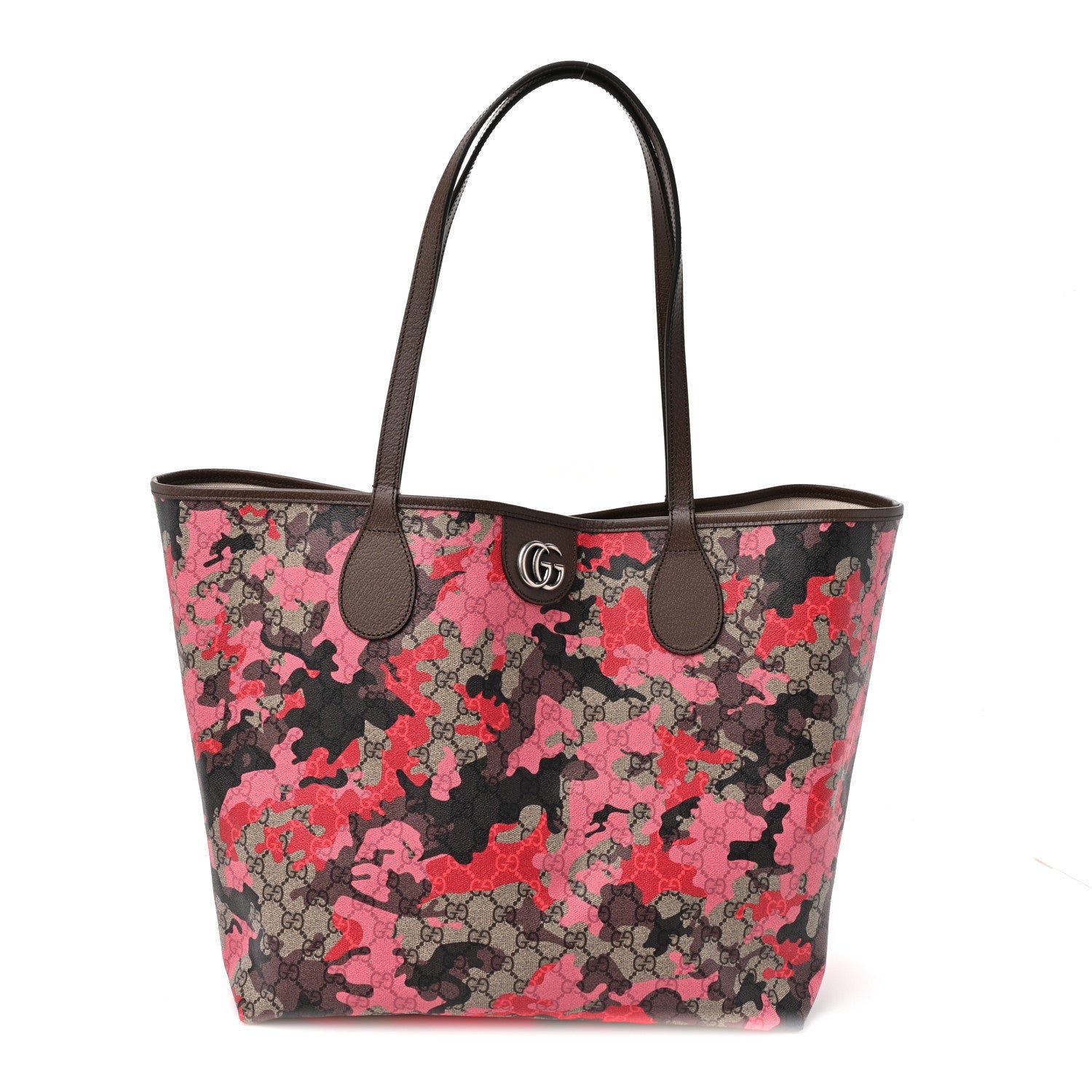 Gucci GG Supreme Monogram Camouflage Tote Pink Red