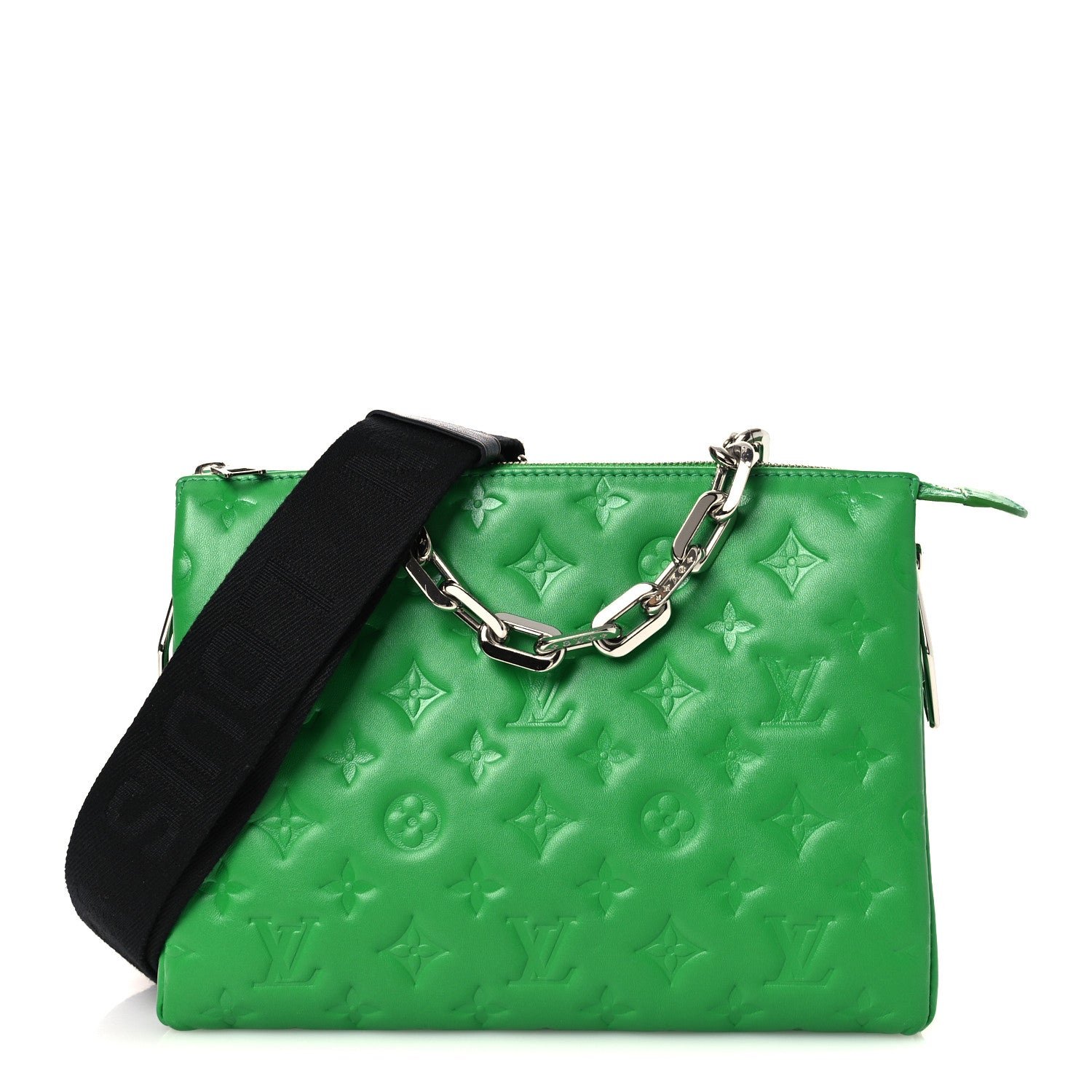Louis Vuitton Lambskin Embossed Monogram Coussin PM LV Motion Green