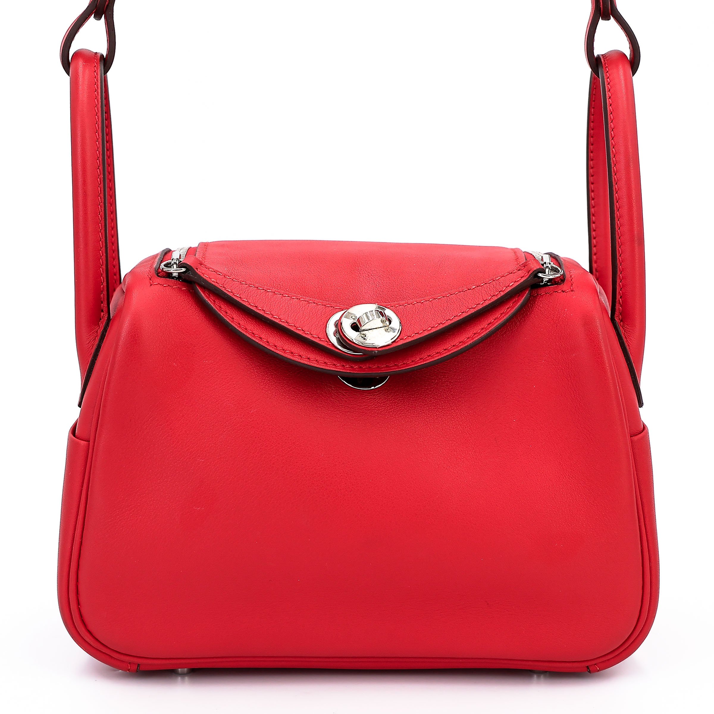 Very Good ( Rank A) HERMÈS Mini Lindy Rouge Piment (5X) Swift Palladium hardware Z (2021)