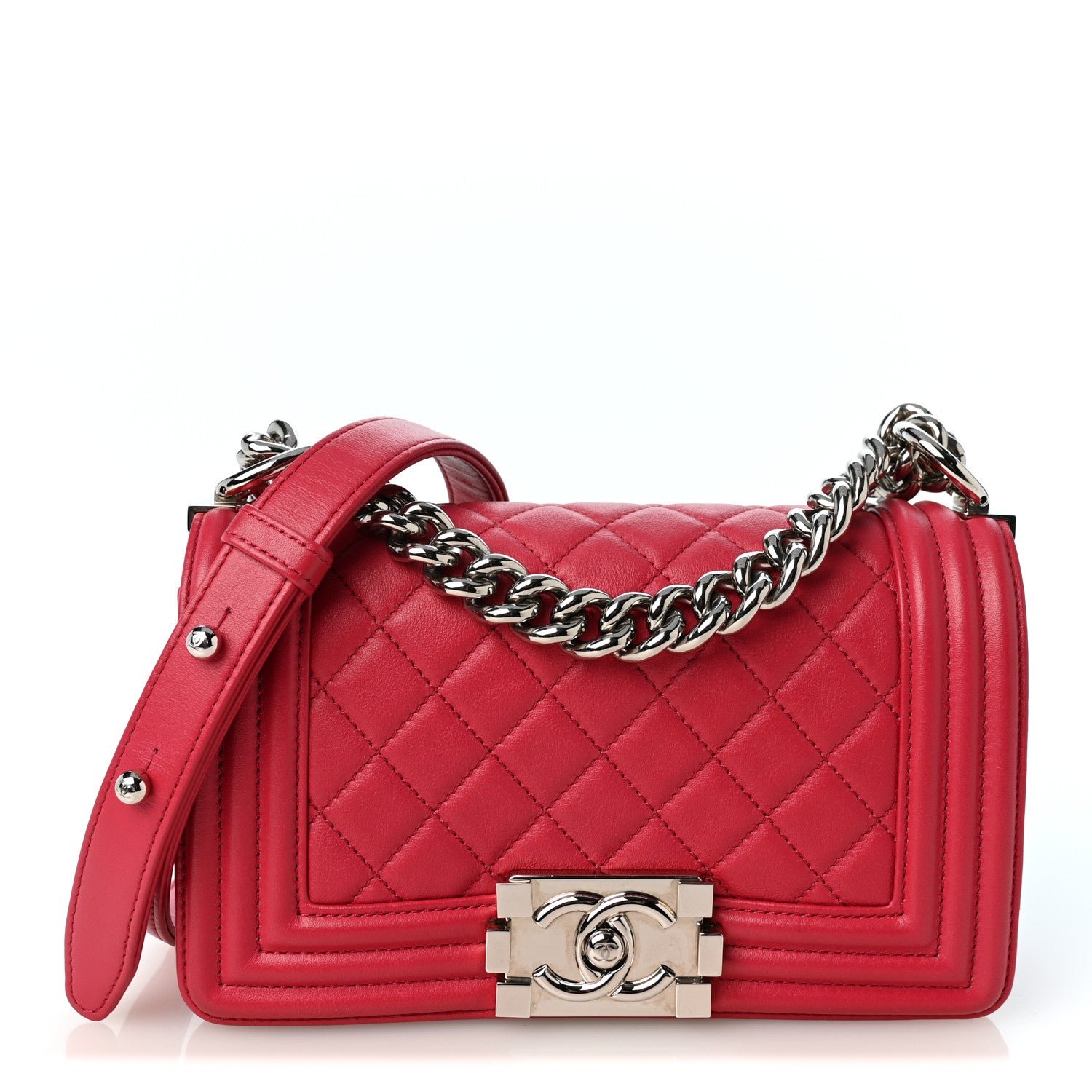 Chanel Calfskin Quilted Small Boy Flap  Dark Pink