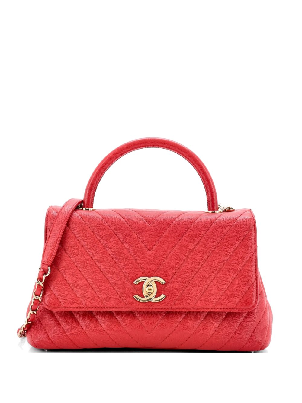 Coco Top Handle Bag Chevron Caviar Small satchel