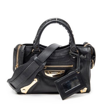 Balenciaga Leather Mini City Metal Plate