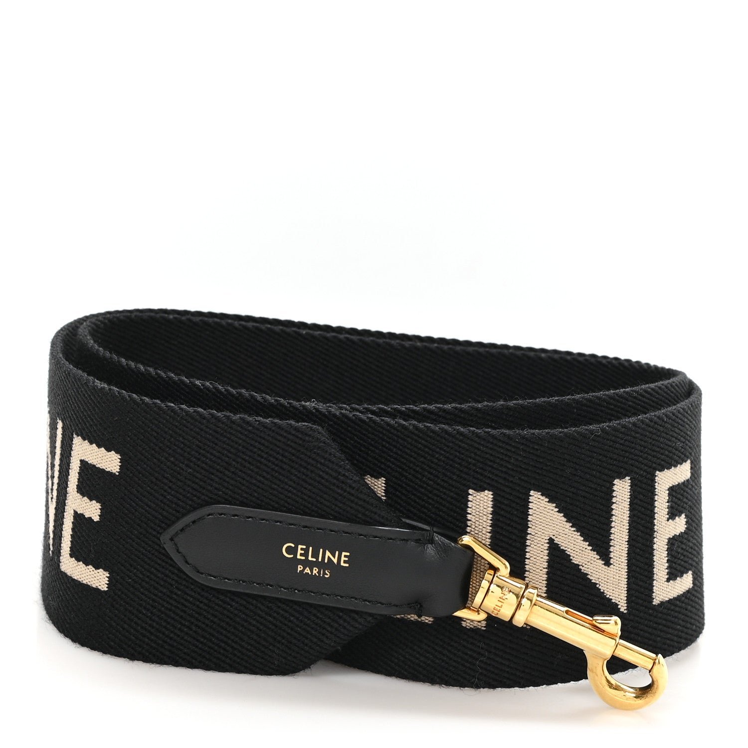Celine Celine Jacquard Wool Logo Short Strap Black Beige