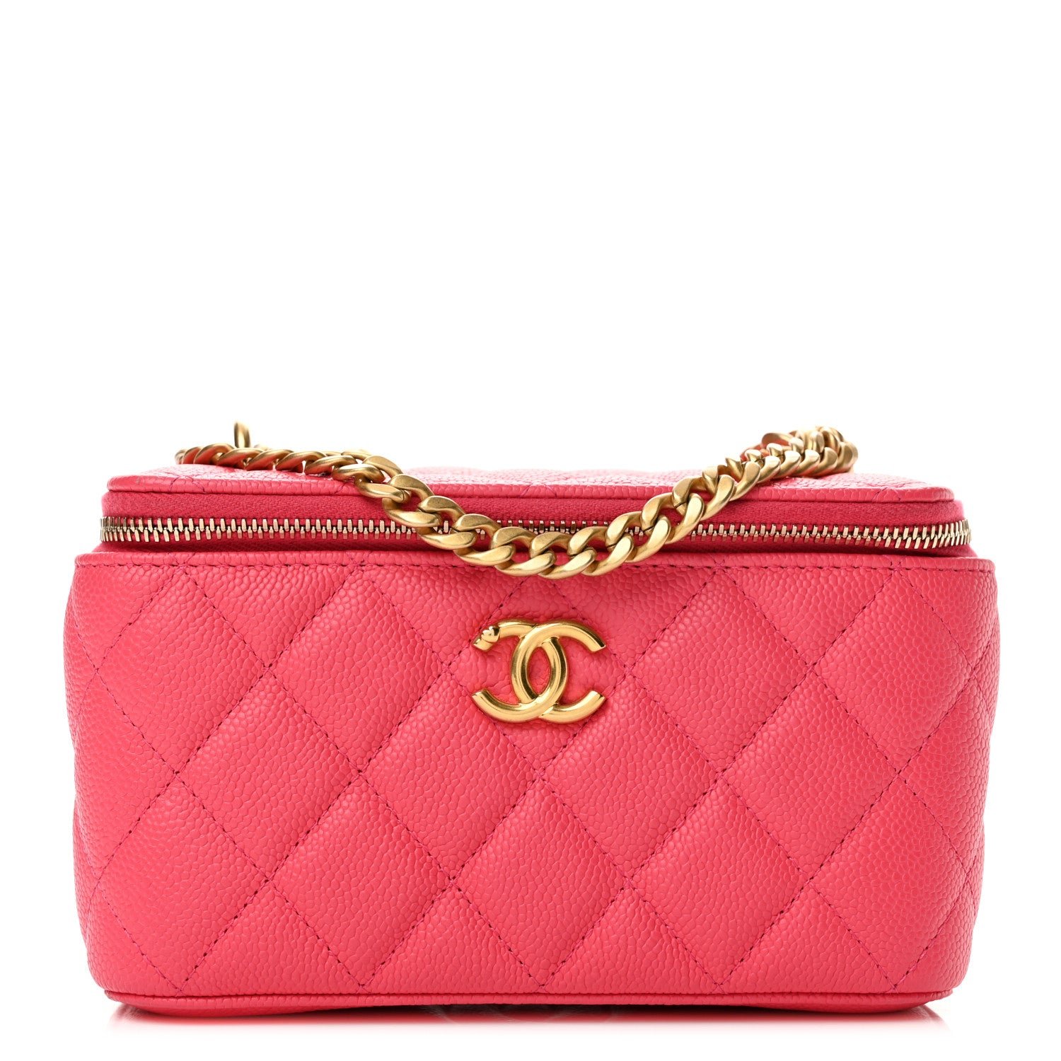 Chanel Caviar Quilted Sweetheart Vanity Case Pink