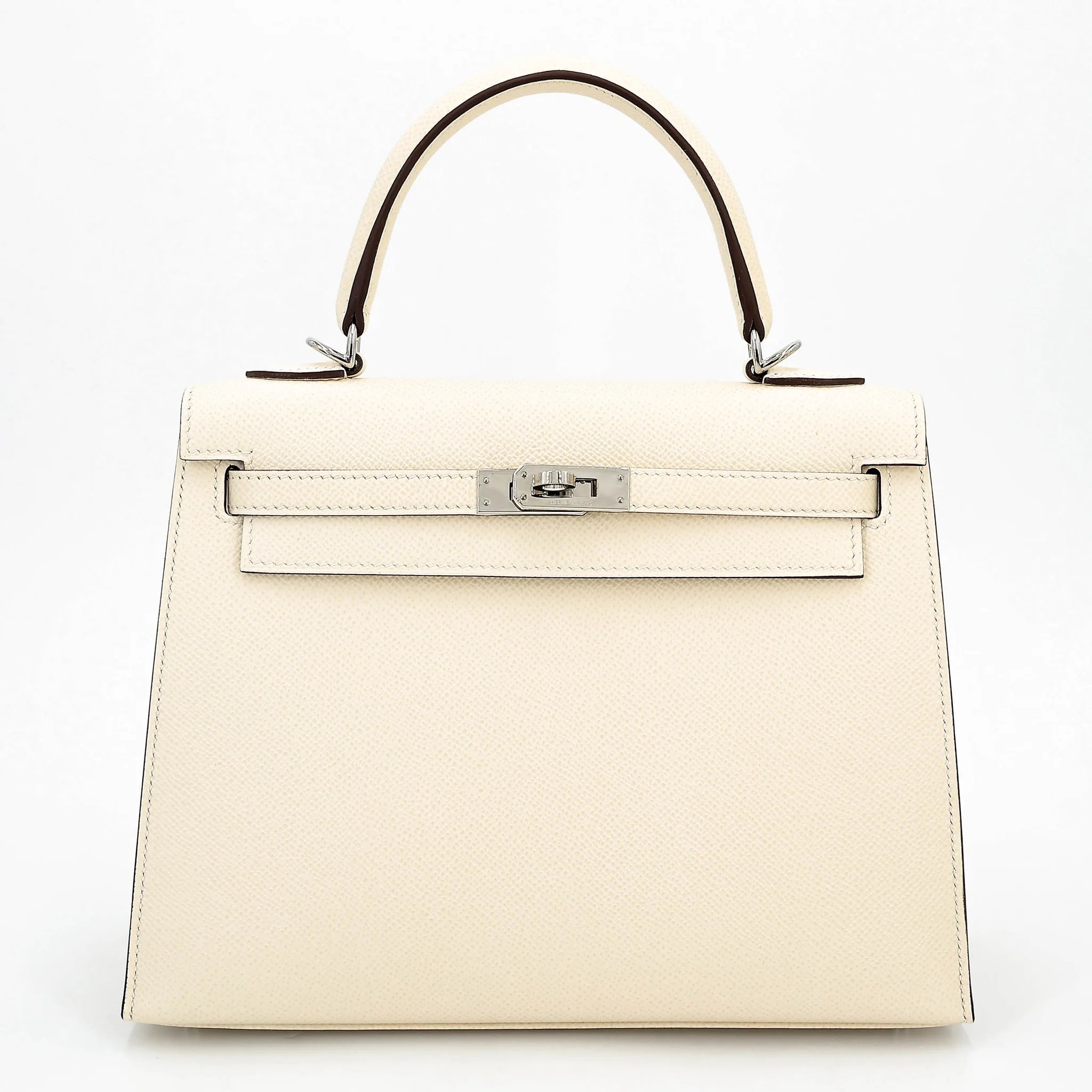 Excellent ( Rank SA ) HERMÈS Kelly 25 Sellier Nata (I2) Jaune Ambre (9D) Epsom Palladium hardware Z (2021)