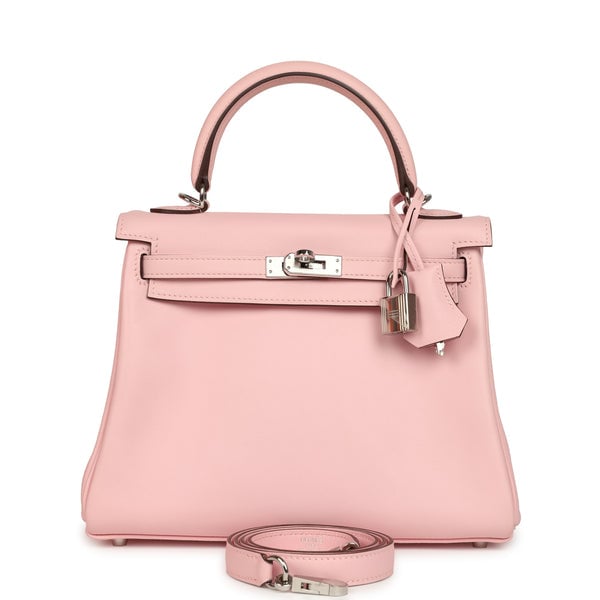 Hermes Hermes Kelly Retourne 25 Rose Sakura Swift Palladium Hardware