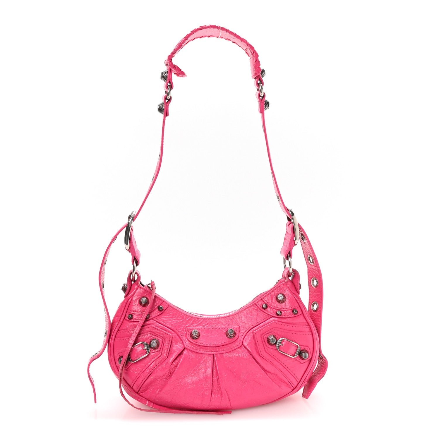Balenciaga Agneau Arena Le Cagole Shoulder Bag XS Hot Pink