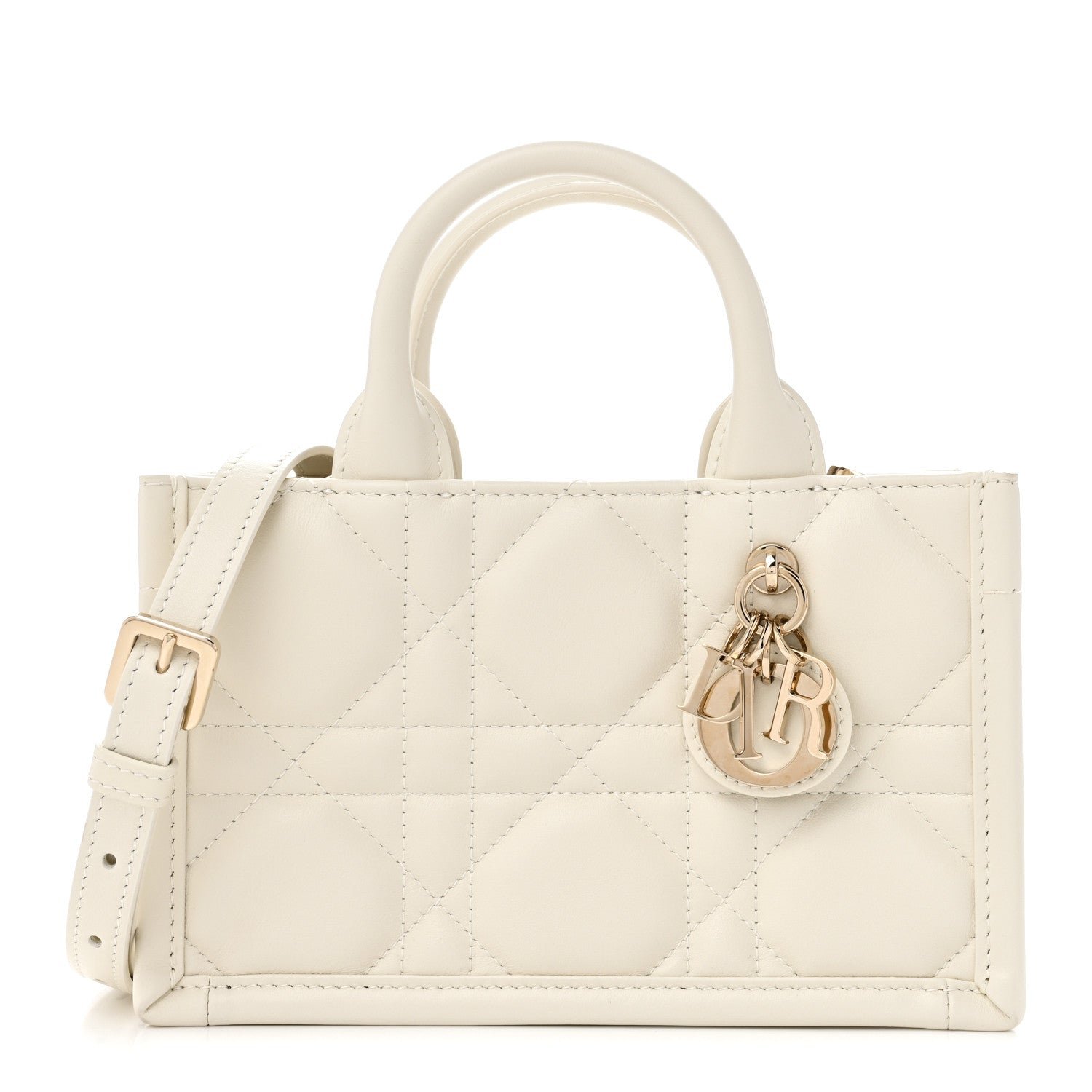 Christian Dior Calfskin Macrocannage Mini Book Tote Latte