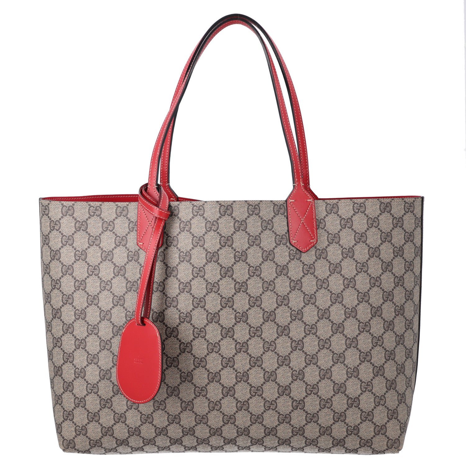 Gucci GG Supreme Monogram Medium Reversible Tote Beige Red