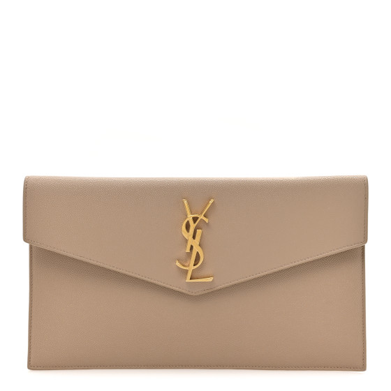 Saint Laurent Grain De Poudre Uptown Pouch Dark Beige