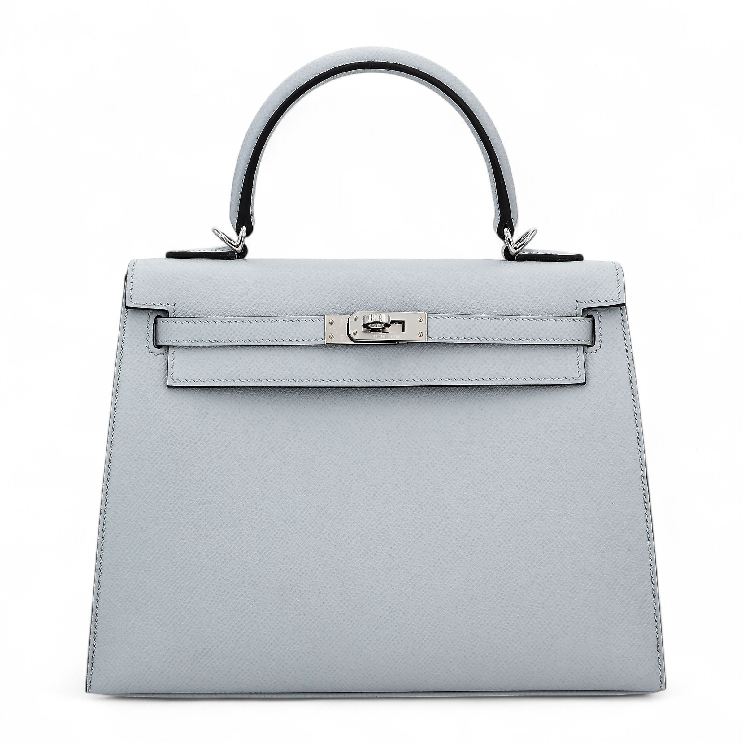 Hermes Brand New ( Rank N ) HERMÈS Kelly 25 Sellier Bleu Glacier (8U) Epsom Palladium hardware K (2025)